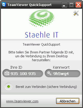 Teamviewer QuickSupport Fenster